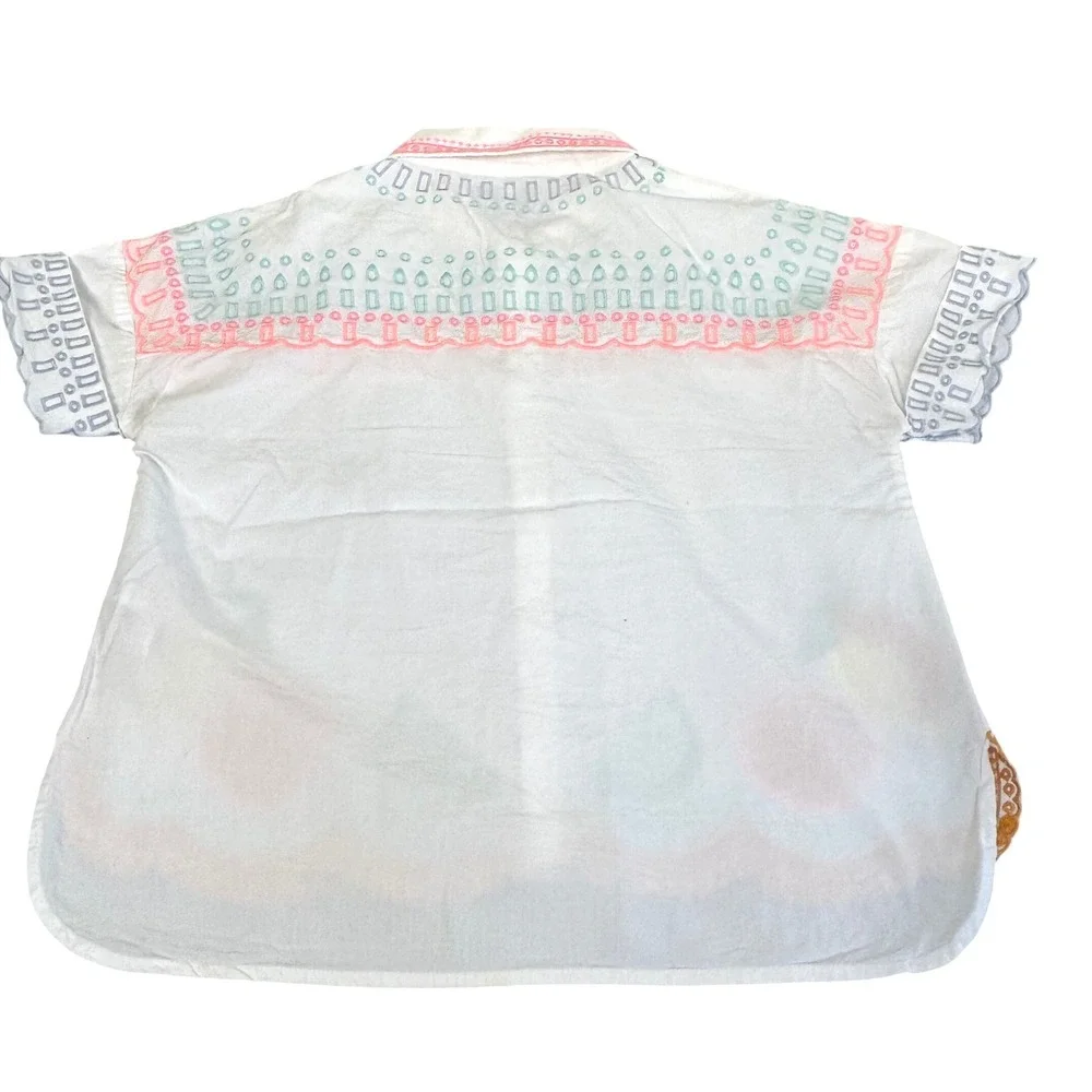 Reiss Top Citrus Embroidered Resort Kids 11-12 Fruit‎ Eyelet Scalloped White